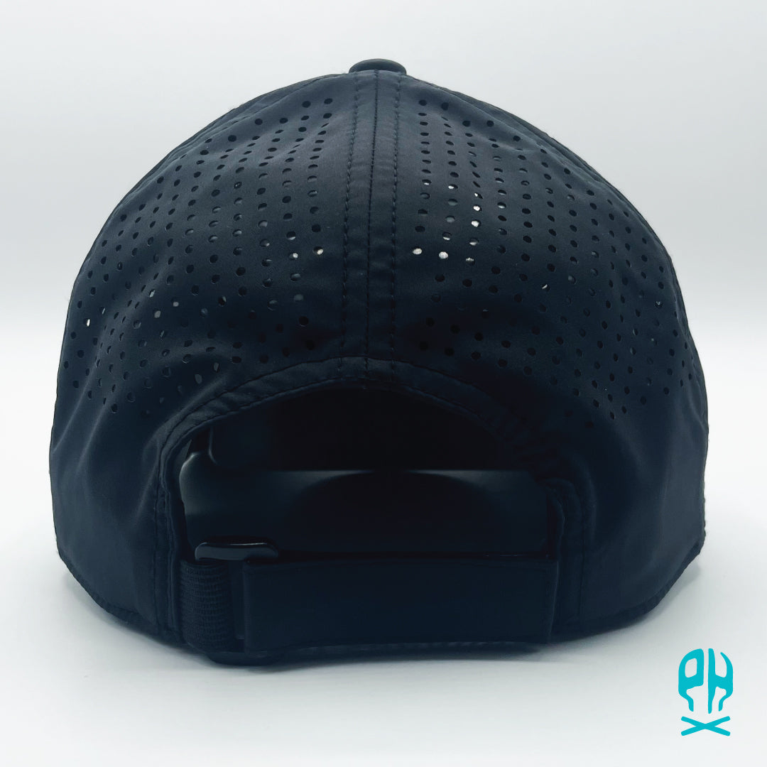 State of Baseball teal and red Black Curved Performance hat