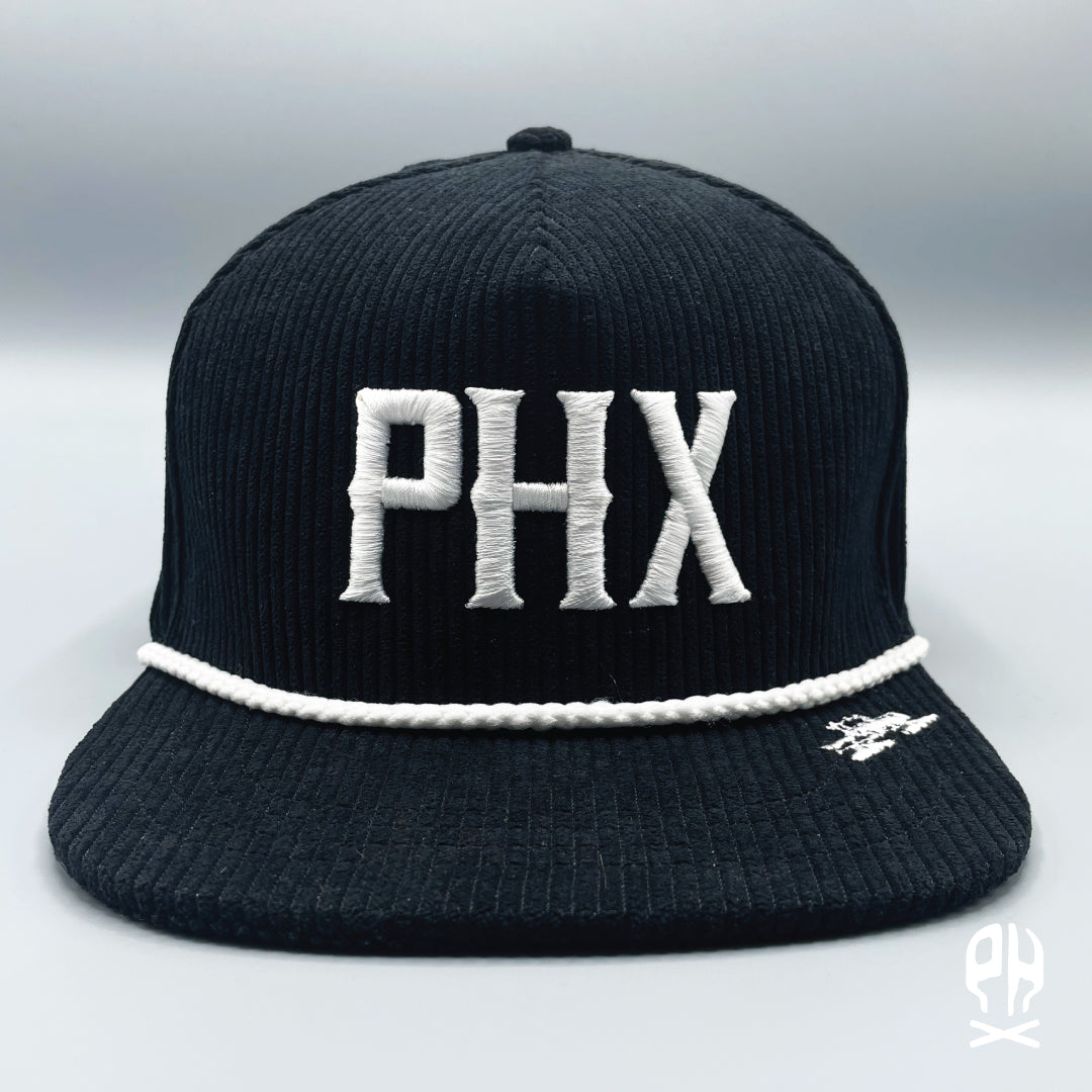 PHX Skull City black corduroy hat