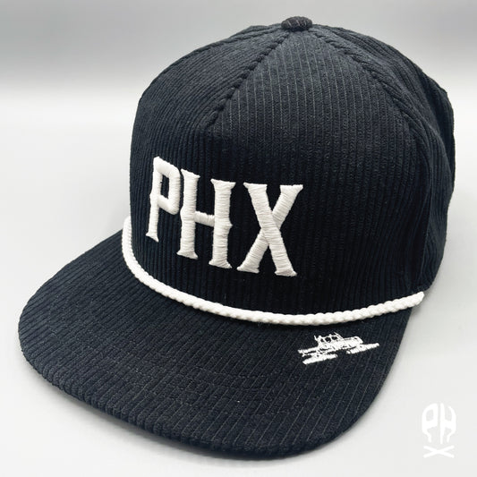 PHX Skull City black corduroy hat