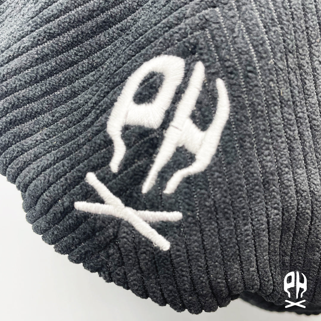 PHX Skull City black corduroy hat