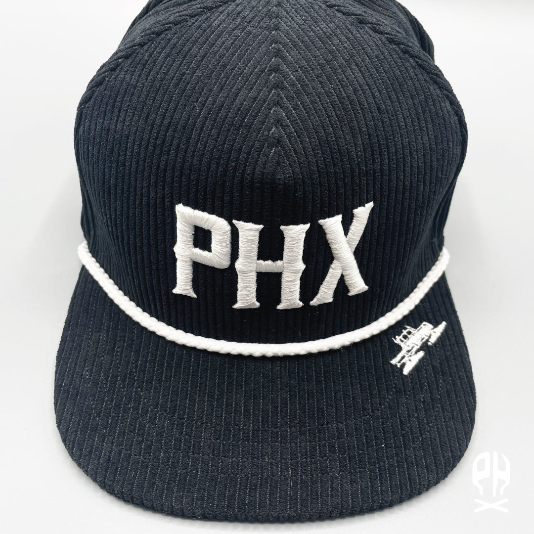 PHX Skull City black corduroy hat