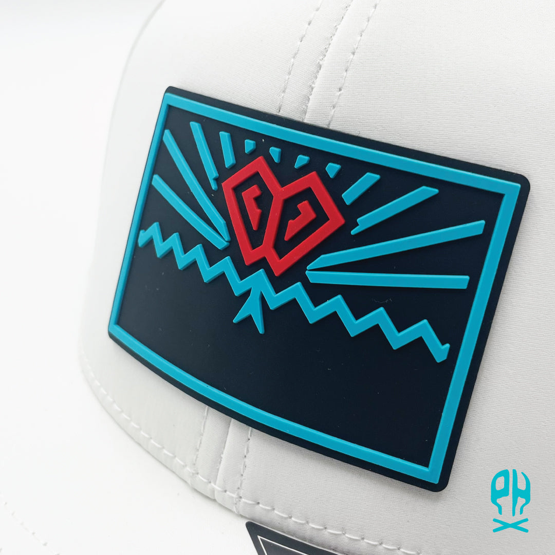 State of Baseball teal and red White Curved Performance hat