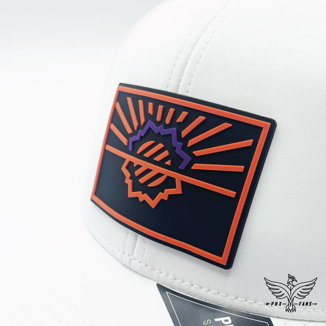 State of Hoops purple and orange White Curved Performance hat