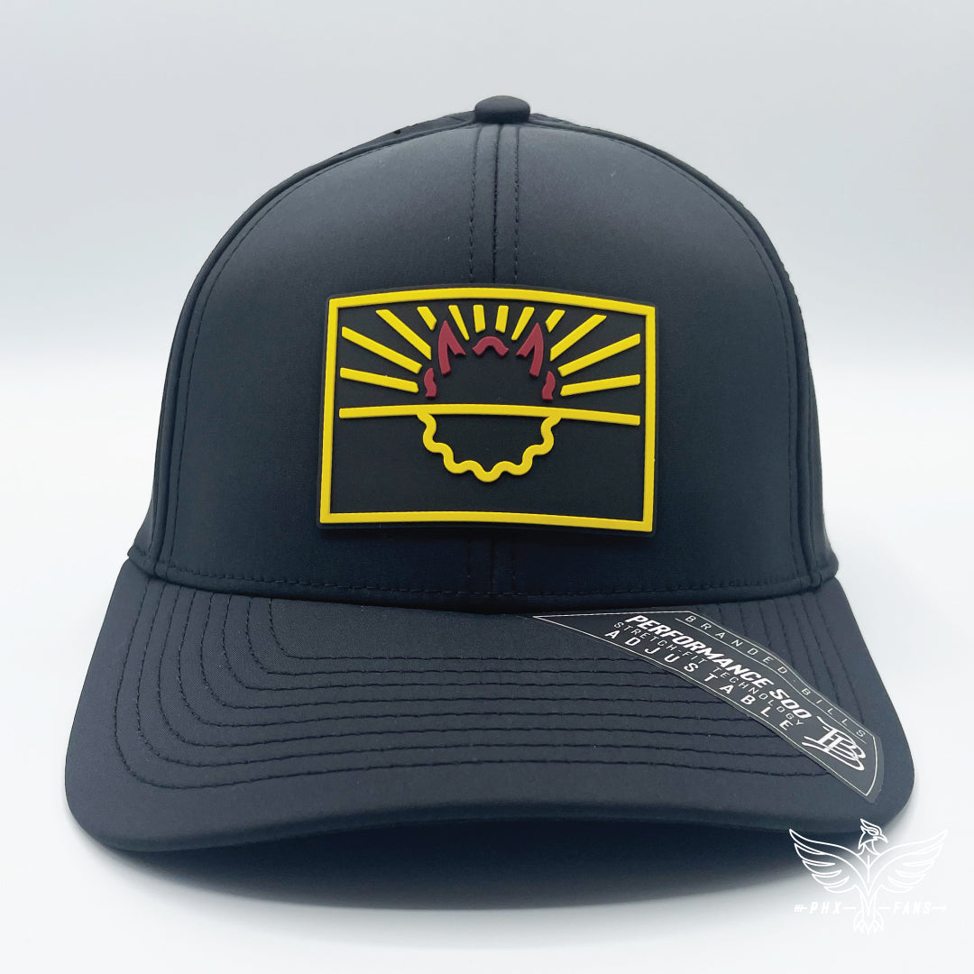 State of Hell maroon and gold Curved Performance hat