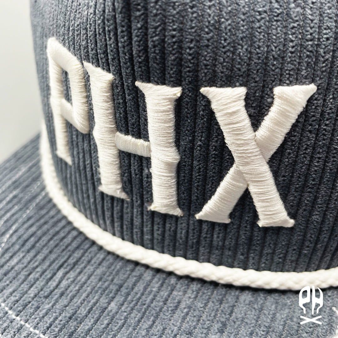 PHX Skull City gray corduroy hat