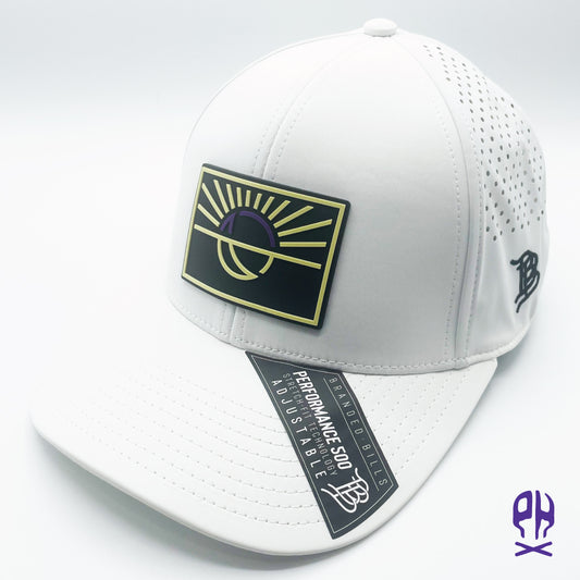 State of Hockey purple and sand White Curved Performance hat