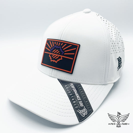 State of Hoops purple and orange White Curved Performance hat