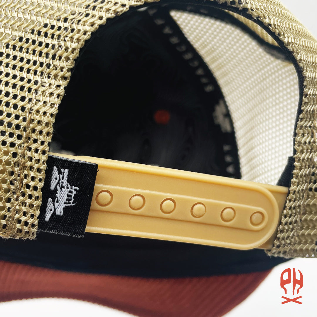 PHX Skull City rust corduroy trucker hat