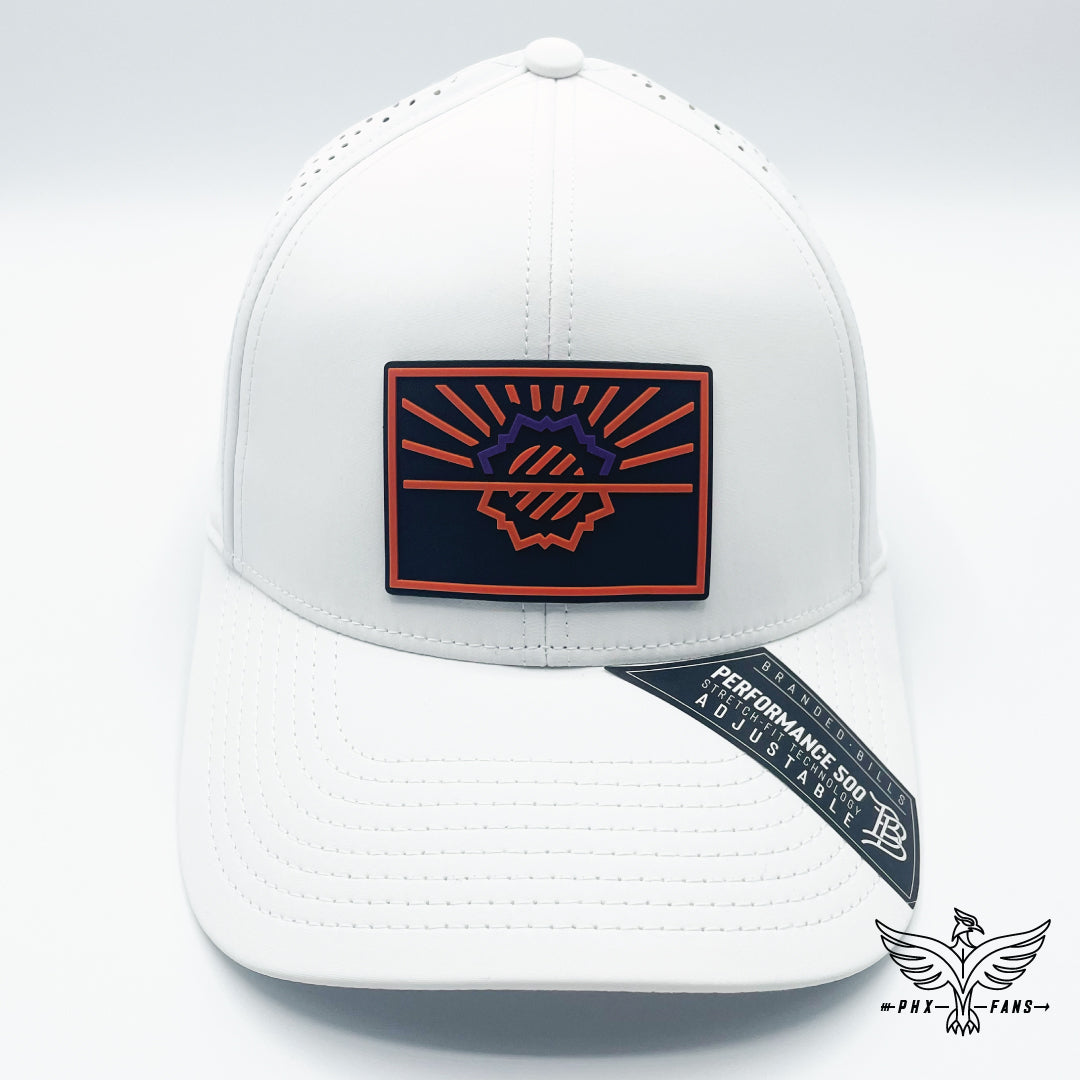 State of Hoops purple and orange White Curved Performance hat