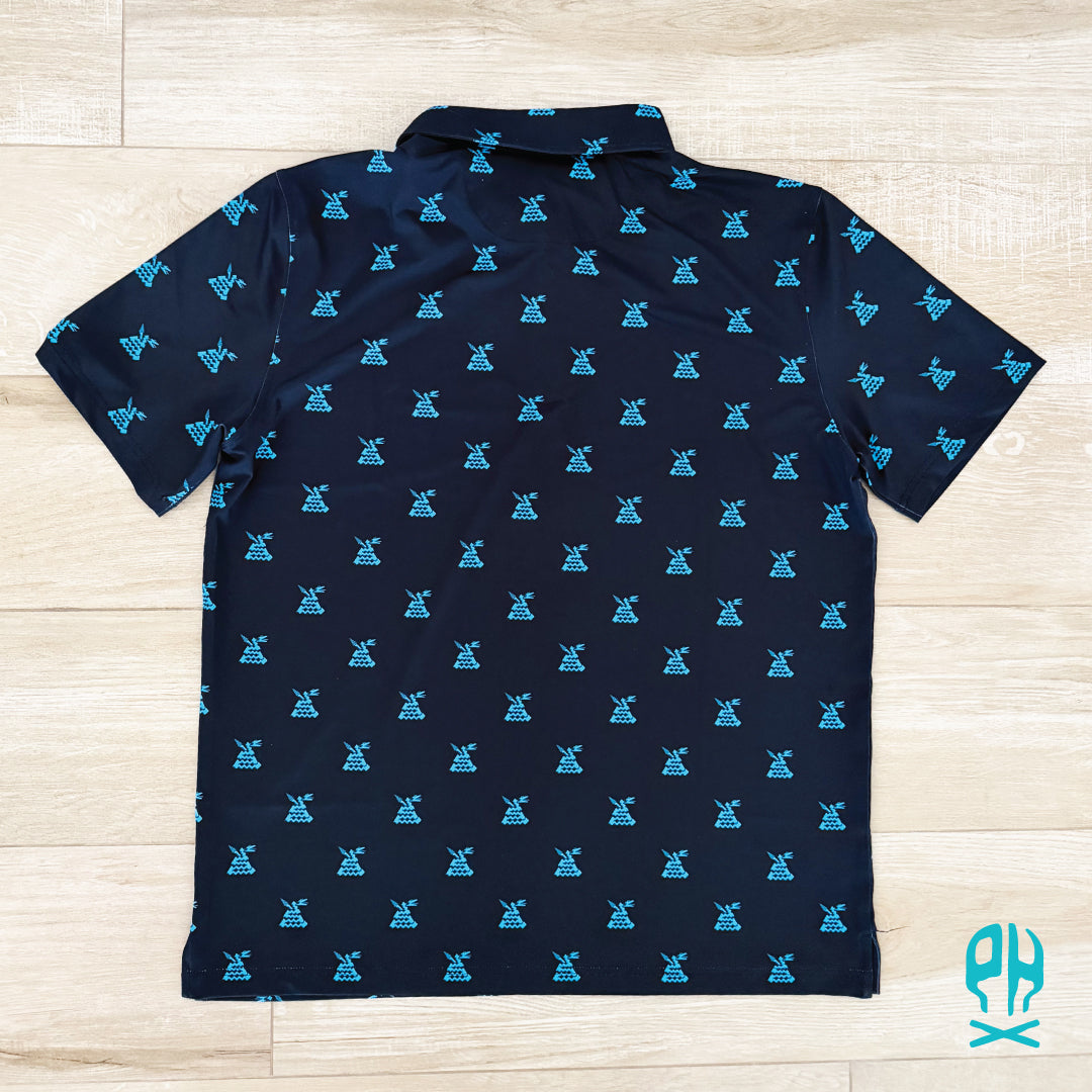 Kachina Snake black and turquoise polo shirt