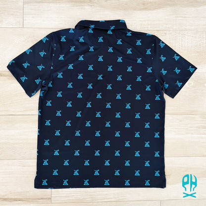 Kachina Snake black and turquoise polo shirt