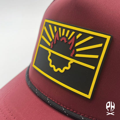 State of Hell maroon and gold 5 Panel Maroon Rope Performance hat