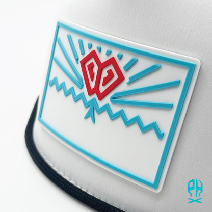 State of Baseball white, teal and red 5 Panel White Rope Performance hat