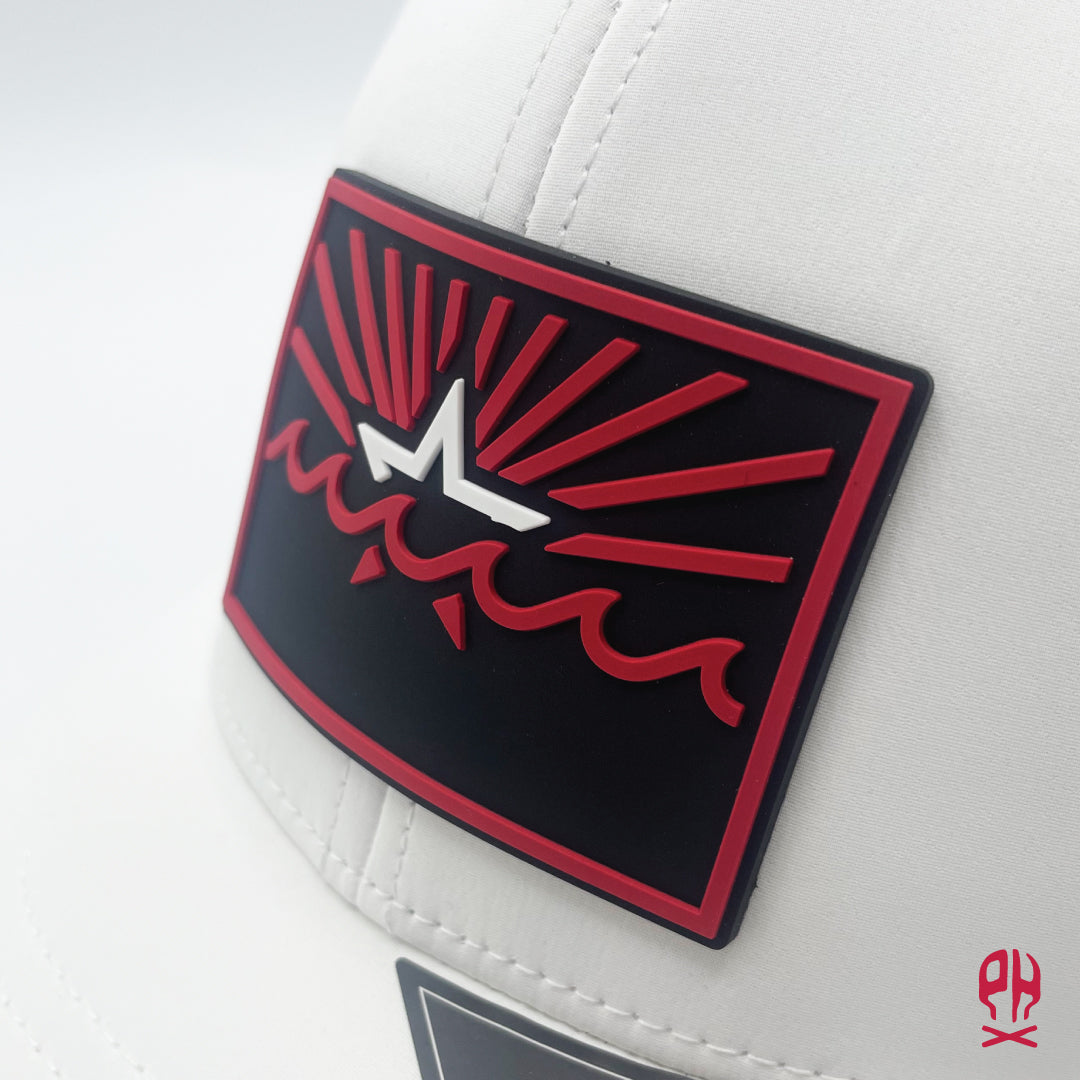 State of Football red and white White Curved Performance hat