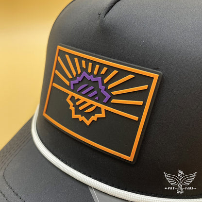 State of Hoops purple and orange Curved 5 Panel Rope Performance hat
