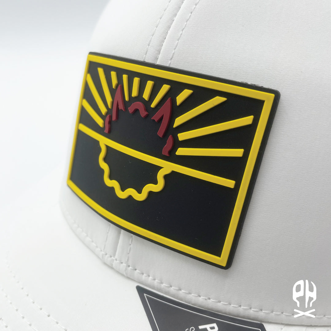 State of Hell maroon and gold White Curved Performance hat