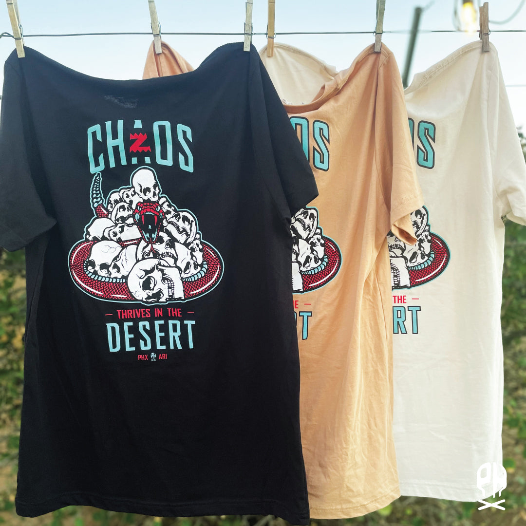 Chaos Thrives sand dune t-shirt