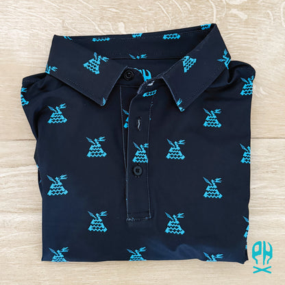 Kachina Snake black and turquoise polo shirt