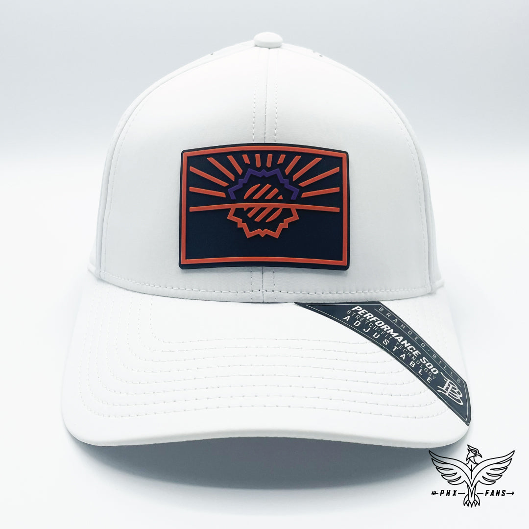 State of Hoops purple and orange White Curved Performance hat