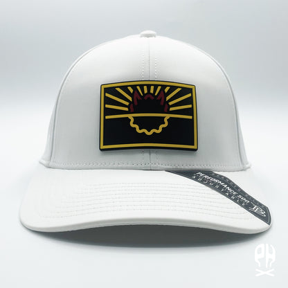 State of Hell maroon and gold White Curved Performance hat