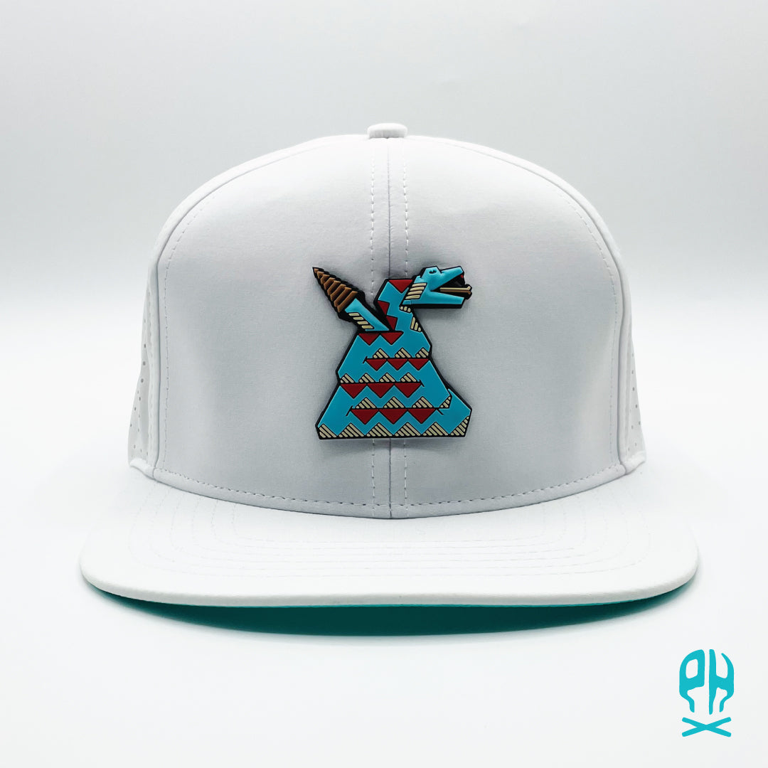 Kachina Snake White Flat Performance hat