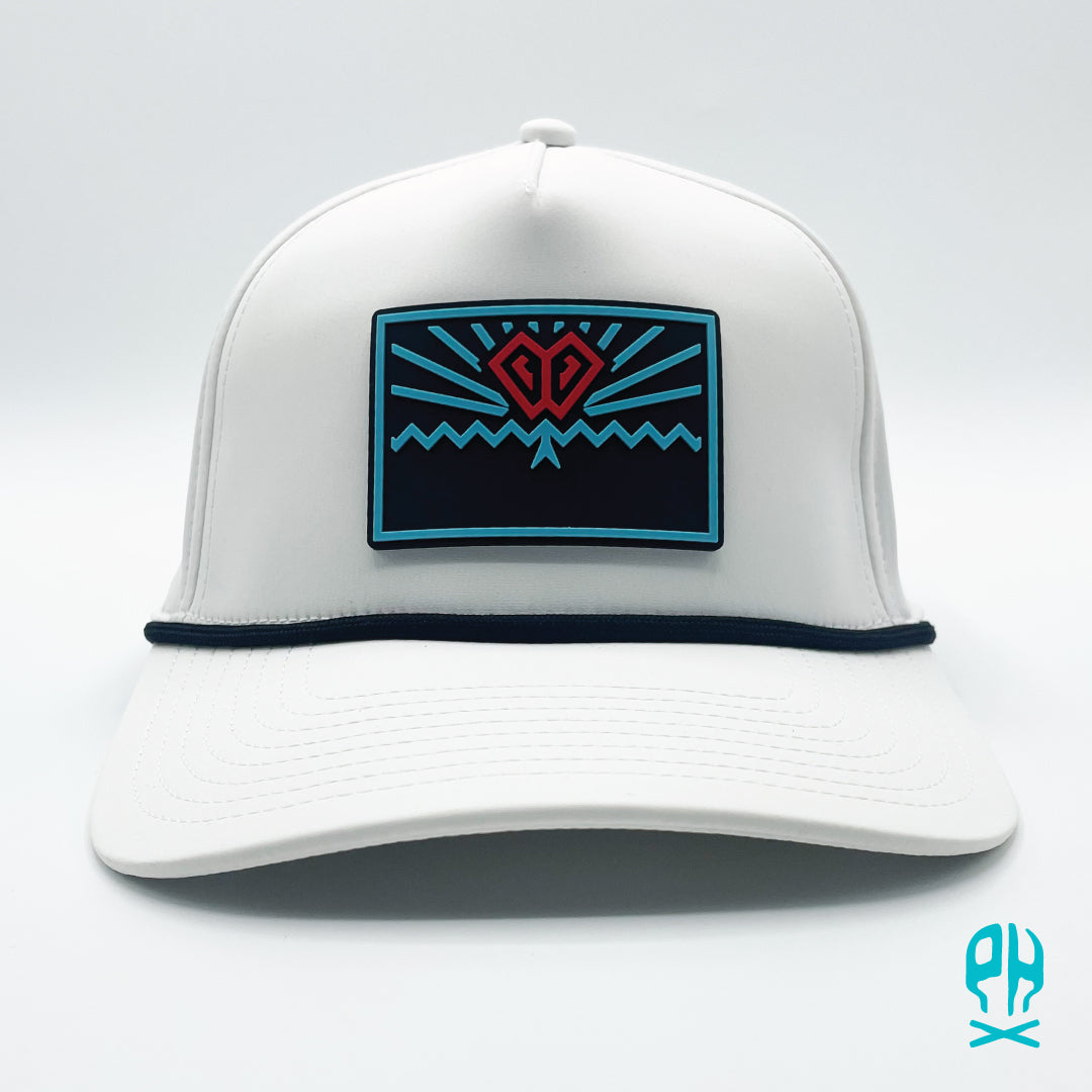 State of Baseball teal and red 5 Panel White Rope Performance hat