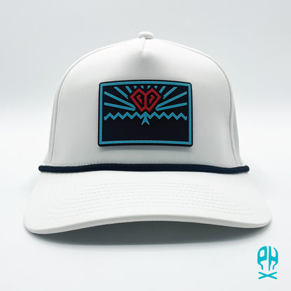 State of Baseball teal and red 5 Panel White Rope Performance hat