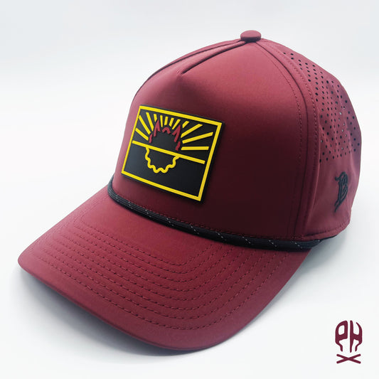 State of Hell maroon and gold 5 Panel Maroon Rope Performance hat