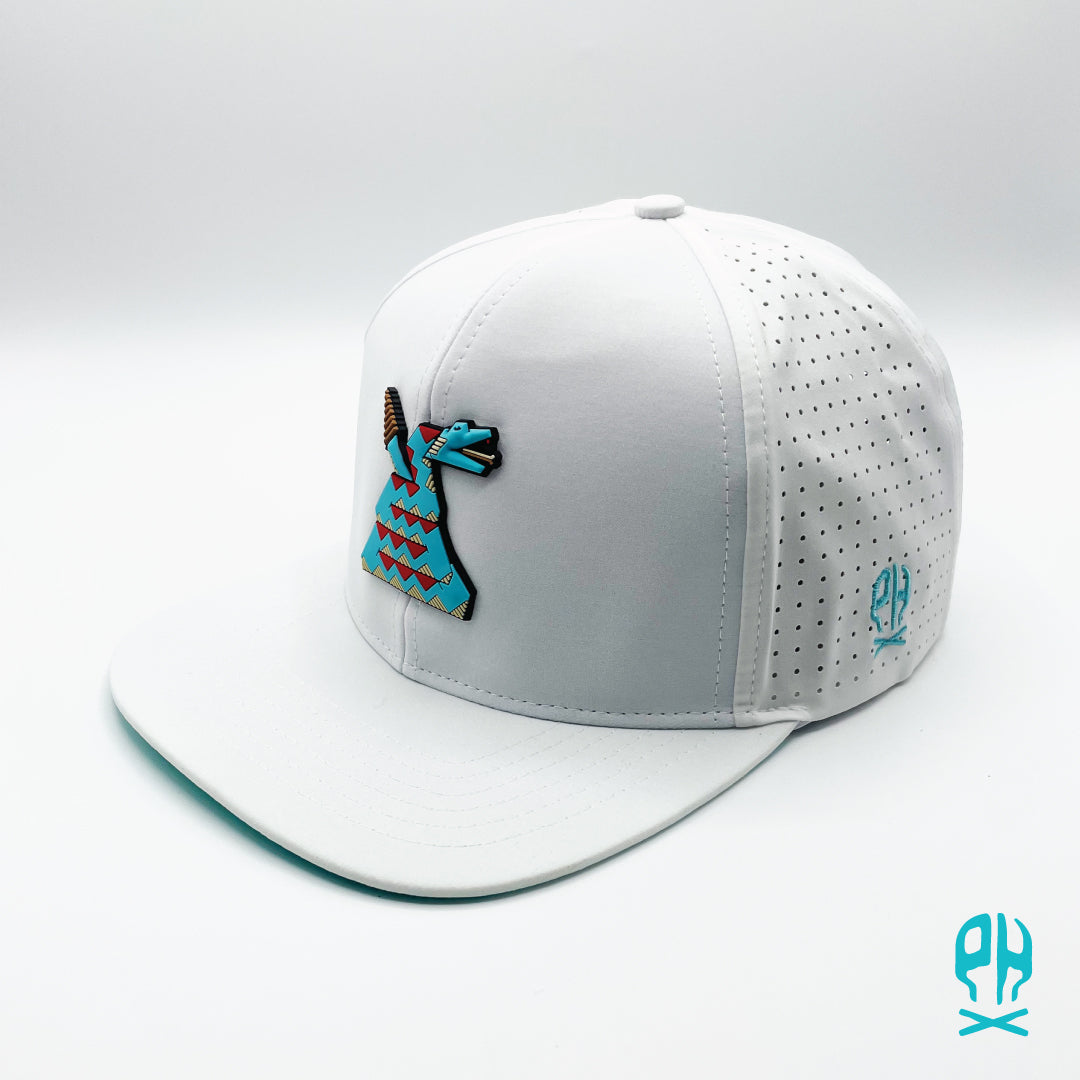 Kachina Snake White Flat Performance hat