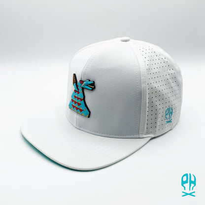 Kachina Snake White Flat Performance hat