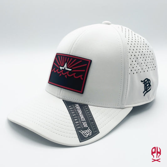 State of Football red and white White Curved Performance hat