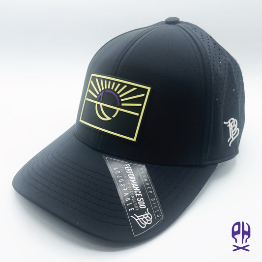 State of Hockey purple and sand Black Curved Performance hat