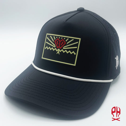 State of Baseball sand and red 5 Panel Black Rope Performance hat