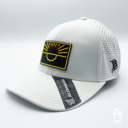 State of Hell maroon and gold White Curved Performance hat