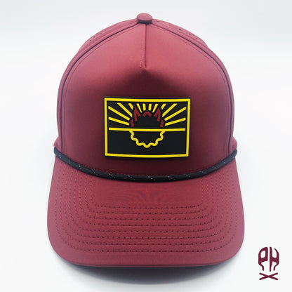 State of Hell maroon and gold 5 Panel Maroon Rope Performance hat