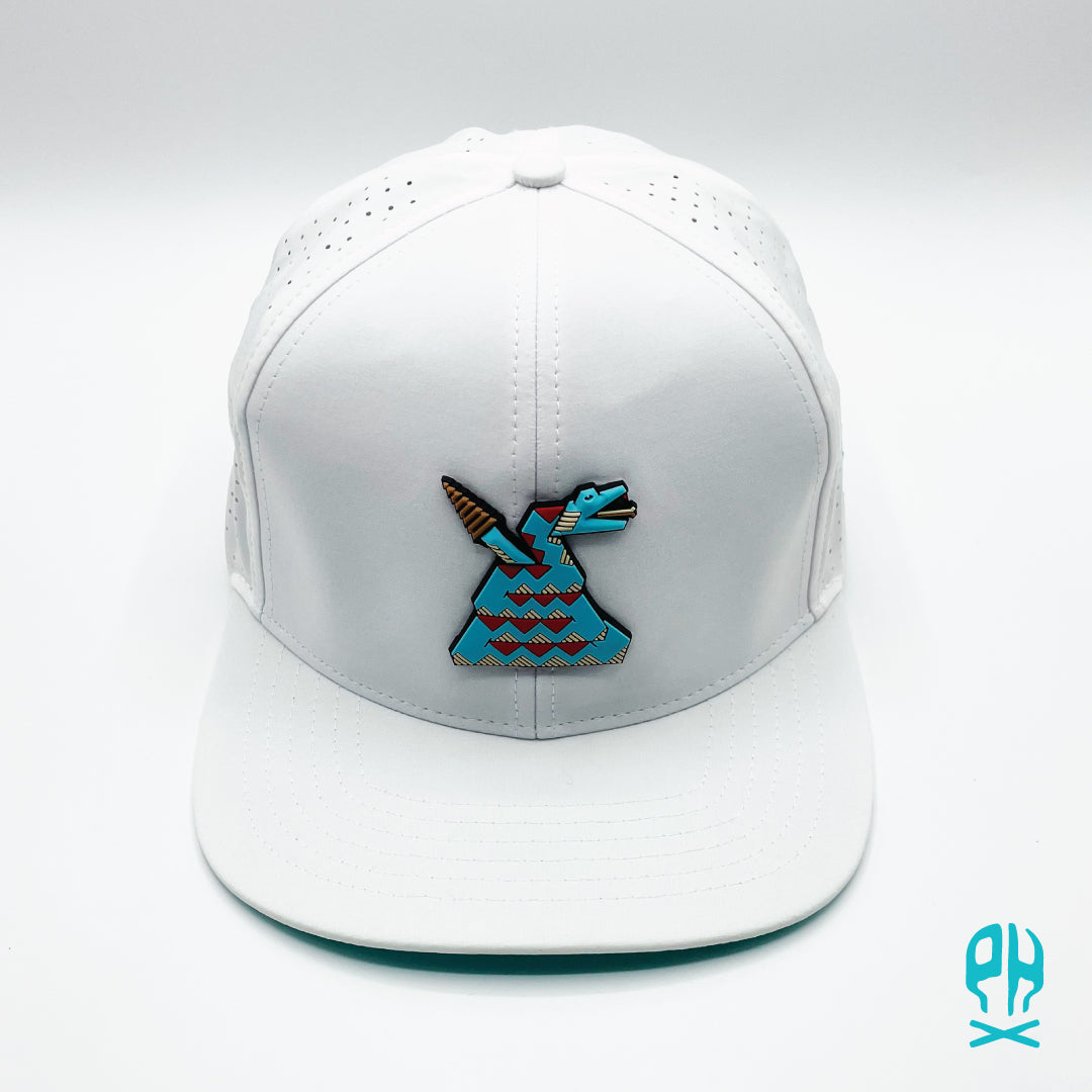 Kachina Snake White Flat Performance hat