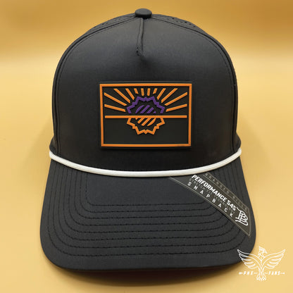 State of Hoops purple and orange Curved 5 Panel Rope Performance hat